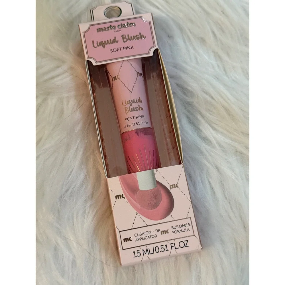 Marie Claire Paris Liquid Blush Soft Pink Cushion Tip Applicator 15ml 0.51oz NEW